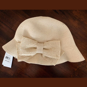 August Hat Co. Bow Cloche Women's Hat Cream NWT